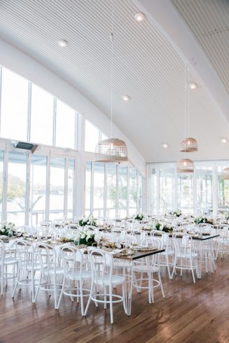 light bright wedding venue reception set up