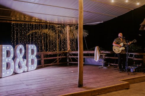 The indoor / outdoor dance floor area of the barn