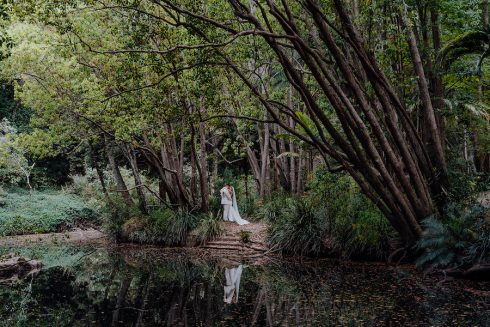 Bride + Groom on lake