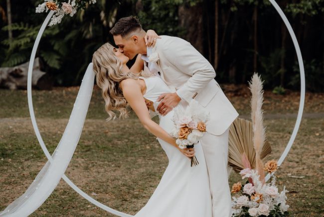 Bride + Groom white arbour