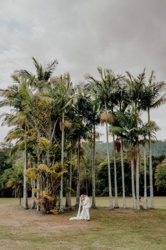 Bride + Groom Palm Trees in Garden