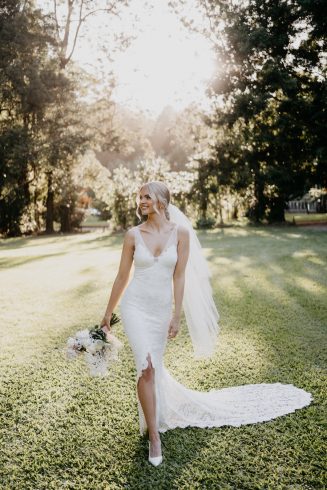 Bride with sunset